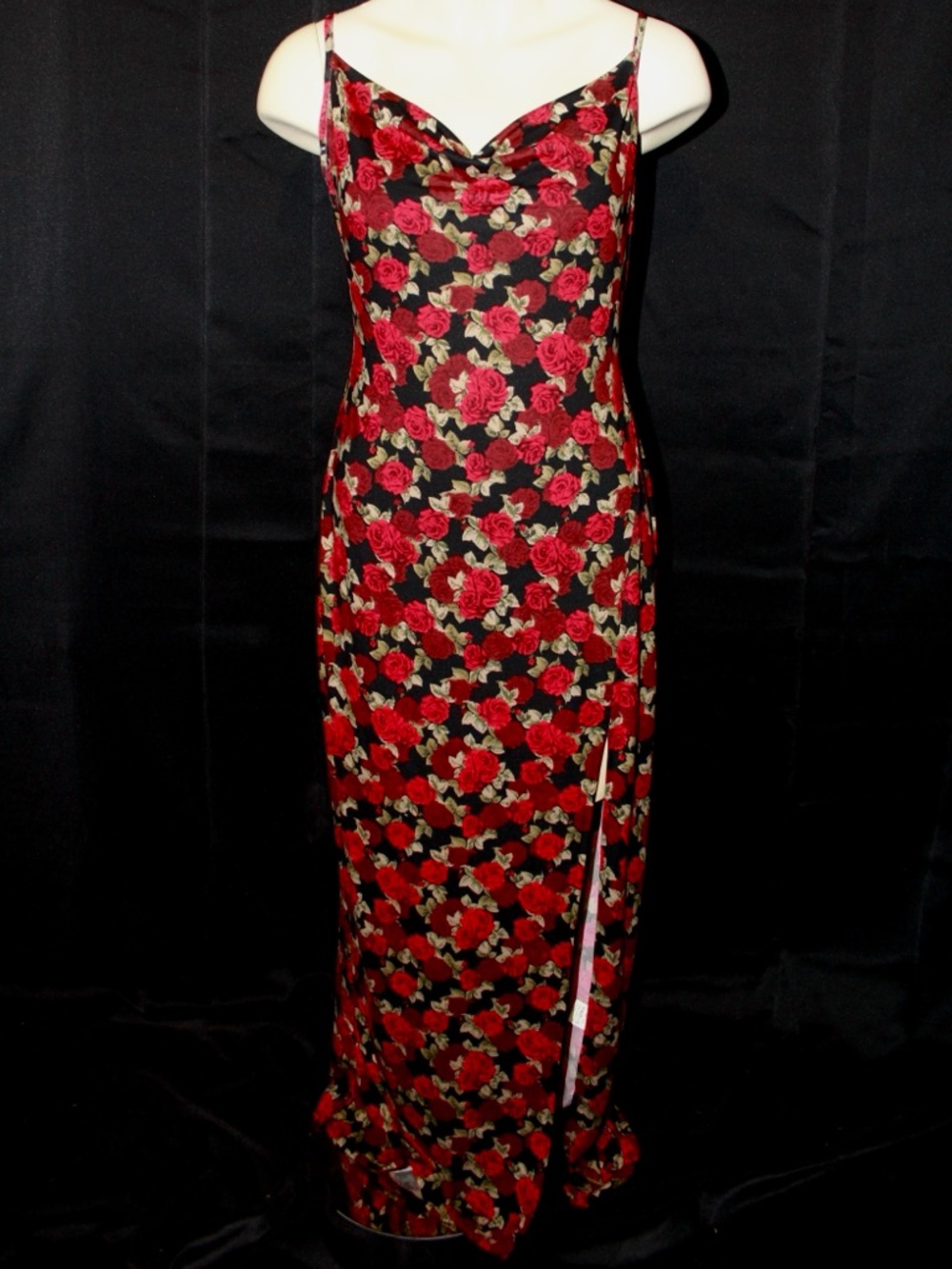 NEW WITH TAGS Slip Maxi Dress with Red Rose Print